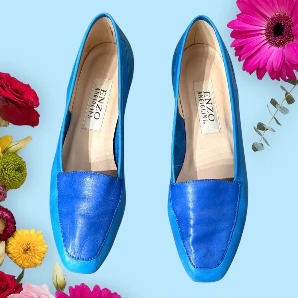 Enzo Angiolini Blue Patent Leather Loafers - Picture 13 of 13